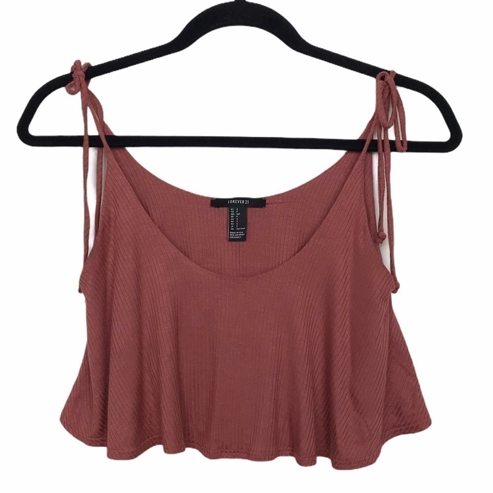 Forever 21 Pink Crop Tie Strap Tank Top